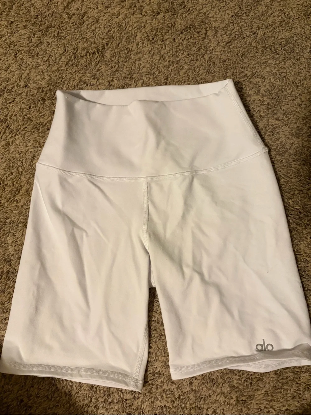 ALO Yoga White High-Waist Bike Shorts